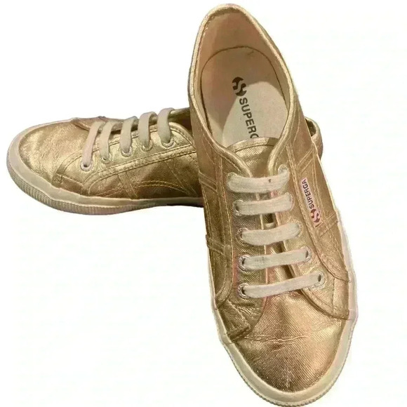 Superga Gold Metallic Sneaker size 38 size 7.5 - Picture 3 of 10